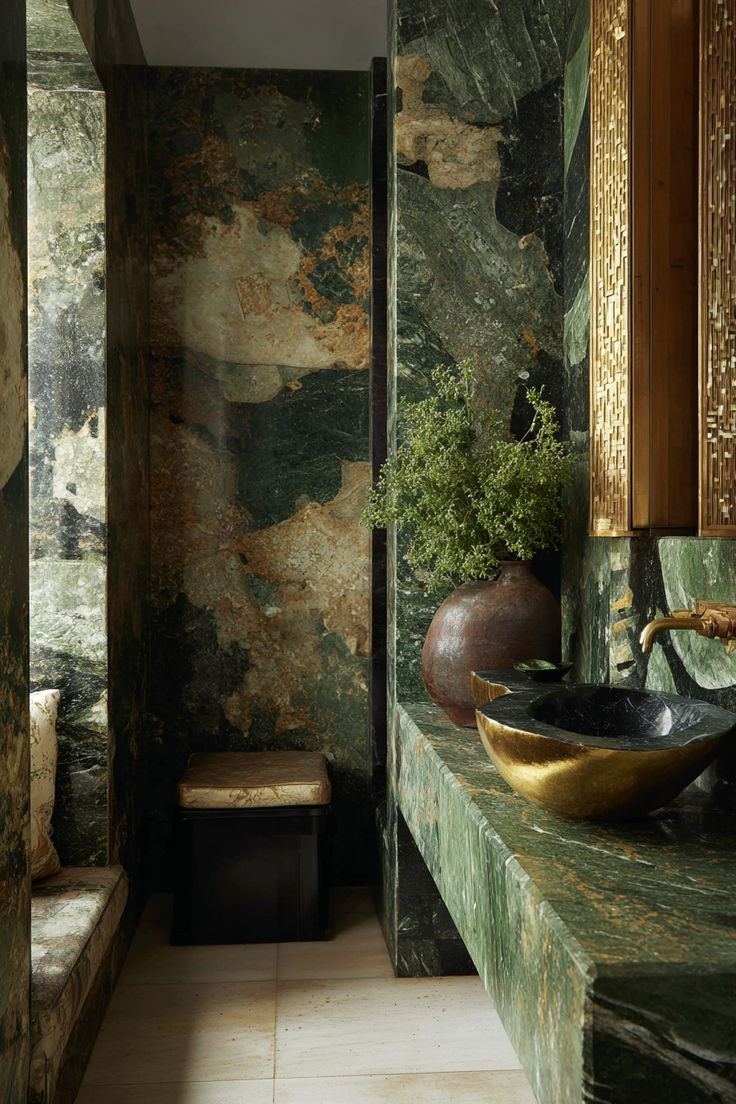 Elegant Green Marble Bathroom Design