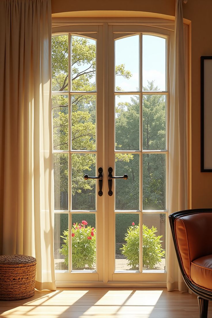 Serene Garden Window View - Golden Hour Garden Window Art